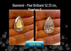 Diamond - Pear Brilliant 52,55 cts, Flawless D.